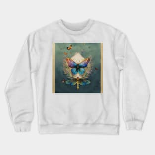 Botanical Watercolor Butterfly Crewneck Sweatshirt